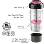 Totza Living Protein Shaker Bottle with Mixer Blade Mechanism || Leak Proof Meal Supplement Gym Shaker with Supplement Storage||(500ml) (BlackPink), 3 image