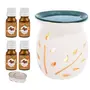 PeepalComm Ceramic Aroma Diffuser with 4 Sandal Aroma Oil with 2 Tlight Candle Free for Home Office Hotel Spa