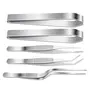 Rudra exports Stainless Steel Tongs Tweezers Set 6 Inch Tweezers 4.7 Inch Flat and Slant Fish Bone Tweezers Pliers for Chef Cooking Utensils: 5 Pcs Set