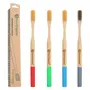 Now Organic Premium multicolour Natural Bamboo Toothbrush with Sensitive Gentle Soft Bristles Adult Pack of (4)