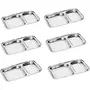 Dynore Stainless Steel 2 in 1 Two Compartment Nasta/Snacks/Dinner Plate- Set of 2, 2 image
