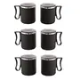 Dynore Stainless Steel Insulated 6 Pcs Double Walled Plastic Covered Travel Tea/Coffee Mug with Lid- Black
