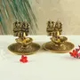 RR TRADING COMPANY Metal Laxmi Ganesh Hand Diya with for Pooja or as Puja Article Hath Deepak (3X3 inch, Gold, Pack of 1), 2 image