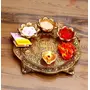 RR TRADING COMPANY Pooja Thali with Diya Gold Plated for Home and Office Temple and Pooja Room