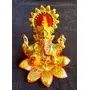 RR TRADING COMPANY Multicolor Metal Ganesha Sitting on Flower Leaf menakari for Pooja,Home, Shop,Office Decorative for Table and Gifts (16x12x16) CM, 4 image