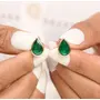 Saasvi Jewels 925 Solitaire Collection Sterling Silver and Cubic Zirconia Pear shape Green colour Studds Earrings for Women Girls, 3 image