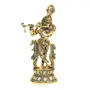 RR TRADING COMPANY Golden Lord Krishna Metal Statue,Krishna Idol Murti Playing Flute for Temple Pooja,Decor Your Home,Office & Showpiece Figurines Gift Article,Religious Idol, 3 image