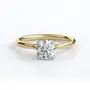 Saasvi Jewels 92.5 Sterling Silver Yellow Gold Plated Round Brilliant Diamond Cut Zirconia Solitaire Ring for Women & Girls