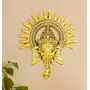 RR TRADING COMPANY Metal Handicraft Golden Ganesh Wall Hanging/Kiran Ganesh Decorative Showpiece for Home, Office and Shop