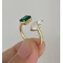 Saasvijewels Double Stone Engagement Emerald ring 2 Stone Toi et moi ring Wedding Ring Radiant cut ring Pear ring 2 stone mothers ring Green stone ring