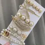 Blubby 6 Pieces White Korean Style Pearl Metal Hair Clips for Women Girls