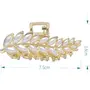 Blubby Leaf Design Pearl White Stone Hair Clutcher Hair Claw Clips for Girls and Women, 3 image