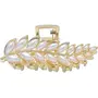 Blubby Leaf Design Pearl White Stone Hair Clutcher Hair Claw Clips for Girls and Women