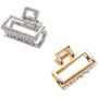 Blubby Metal Design Hair Claw Clips for Women Pack of 2 Silver and Golden Color