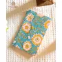 Fermoscapes Handmade block printed diary- Yellow and turquoise floral