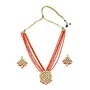 Ruby Raang Women's Mixed Metal Artificial Kundan Jewellery - Traditional Jewellery Set for Women (Orange)