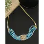 Ruby Raang Women's Mixed Metal Artificial Kundan Necklaces - Traditional Jewellery Set for Women (Blue), 3 image