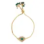 Ruby Raang Women's Mixed Metal Artificial Kundan Bracelets - Traditional Jewellery Set for Women (Green), 4 image