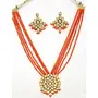 Ruby Raang Women's Mixed Metal Artificial Kundan Jewellery - Traditional Jewellery Set for Women (Orange), 5 image
