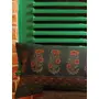 Vanchai Ajrak Indigo Green Handcrafted Organic Cotton Cushion cover (14" x 35"), 2 image