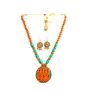 Karru Krafft Women's Handcrafted Terracotta Necklace Set Traditional Orange Hand Painted Jewellery Set 