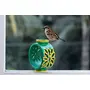 Karru Krafft Terracotta Clay Bird Feeder Birds Food Container Serving Bowl for Sparrow PigSquirrel Parrot Hanging On Tree/Balcony/Roof (Green)