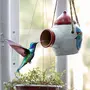 Karru Krafft Terracotta Clay Bird Home Bird Feeder Birds Food Container Serving Bowl for Sparrow Pig Squirrel Parrot Hanging On Tree/Balcony/Roof (White)