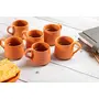 Karru Krafft Handcrafted Terracotta Brick Design Microwave Safe Tea Cup for Home Usable Cafeteria Usable Tabelware Corporate Gifting 120 ml (Set of 6)