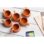 Karru Krafft Handcrafted Terracotta Stripped Design Microwave Safe Tea Cup for Home Usable Cafeteria Usable Tabelware Corporate Gifting 120 ml (Set of 6)