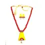 Karru Krafft Women's Handcrafted Terracotta Necklace Set Traditional Yellow Hand Painted Jewellery Set , 2 image