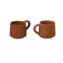 Karru Krafft Handcrafted Terracotta Brick Design Microwave Safe Tea Cup for Home Usable Cafeteria Usable Tabelware Corporate Gifting 120 ml (Set of 6), 2 image