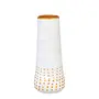 Karru Krafft Handcrafted Terracotta Clay Geometric Printed White Flower Vase for Indoor / Home Decoration Set of 2 (19.05 x 10.16 x 19.05 cm), 3 image