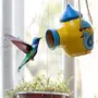 Karru Krafft Terracotta Clay Bird Home Bird Feeder Birds Food Container Serving Bowl for Sparrow Pig Squirrel Parrot Hanging On Tree/Balcony/Roof (Yellow), 5 image