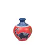 Karru Krafft Wheel Thrown Terracotta Clay Madhubani Printed Firozi Flower Vase for Indoor / Home Decoration Table Top Resort Decoration and Ideal for Gifting Set of 3 Red (19.05 x 14.06 x 10.15 cm), 7 image