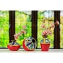 Karru Krafft Handcrafted Terracotta Clay Warli Printed Red Table Top Flower Vase for Table Top Indoor/Home Decoration Table Top Resort Decoration and Ideal for Gifting Set of 3 Red, 7 image