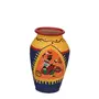 Karru Krafft Handmade Terracotta Clay African Printed Firozi Flower Vase for Indoor / Home Decoration Table Top Resort Decoration and Ideal for Gifting Set of 3 Blue (17.05 x 15.06 x 10.15 cm), 5 image