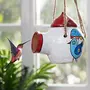 Karru Krafft Terracotta Clay Bird Home Bird Feeder Birds Food Container Serving Bowl for Sparrow Pig Squirrel Parrot Hanging On Tree/Balcony/Roof (White), 5 image