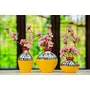 Karru Krafft Handcrafted Terracotta Clay Warli Printed Red Table Top Flower Vase for Table Top Indoor/Home Decoration Table Top Resort Decoration and Ideal for Gifting Set of 3 Yellow, 6 image