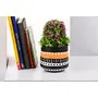 Karru Krafft Handcrafted Teracotta Hand Printed 5 Inch Indoor Planter for Home Decoration Balcony Gardening Table Top Resort Decor Return Gifts Corporate Gifts (Black), 4 image