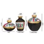 Karru Krafft Handcrafted Terracotta Clay Warli Printed Red Table Top Flower Vase for Table Top Indoor/Home Decoration Table Top Resort Decoration and Ideal for Gifting Set of 3 Black, 3 image