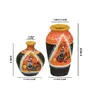 Karru Krafft Handmade Terracotta Clay African Printed Firozi Flower Vase for Indoor / Home Decoration Table Top Resort Decoration and Ideal for Gifting Set of 3 Black (17.05 x 15.06 x 10.15 cm), 3 image