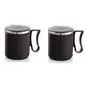 Dynore Stainless Steel Insulated 2 Pc Double Walled Plastic Covered Air Tight Travel Tea/Coffee Mug with Lid- Black