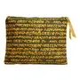 Multipurpose Soft Cotton Yellow Color Mantra Printed Pouch Bag| Indiegenius Handmade Reusable Washable For Women/ Girls By Clean Planet