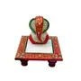 Chitrahandicraft Marble Chowki Ganesh (Multicolour)