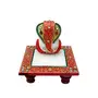 Chitrahandicraft Marble Chowki Ganesh (Multicolour)