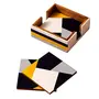 Table Coasters Set for Home with Stand Unbreakable with Pattern Design for Cups Mugs Glasses | Wood with Resin | Black & White | Set of 4 Coasters + 1 Stand
