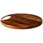 Dessert Cheese Serving platter for parties | Cheese board / Stand / holder / tray for starters snacks cakes desserts pizza etc for dining table | Fancy round decorative Sheesham Wood with Iron Handle 13 inch Diameter