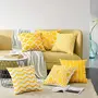 Cotton Printed Decorative Pillow Cushion Cover for Sofa Bed or Living Room (16 x 16 inches/40 x 40 cm Yellow) - Set of 6