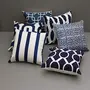 Printed Decorative Pillow | Cushion Cover Set for Sofa Bed or Living Room 16 x 16 inches (40 x 40 cm) Set of 5 (Navy Blue)