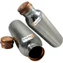 800ml / Set of 2 - ®Copper Water Pitcher for the Refrigerator New Design Outside STEEL Inside COPPER water Bottle - Sports water Bottles